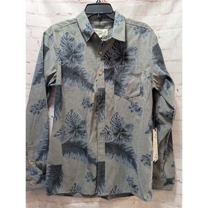 Z.A.K. Men's Gray Blue M Casual Button-Down Shirt Tropical Slim Fit NEW denim